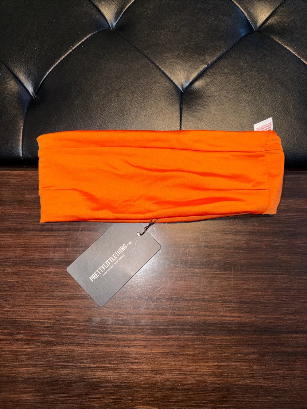 PrettyLittleThing Orange Bandeau Bikini Top